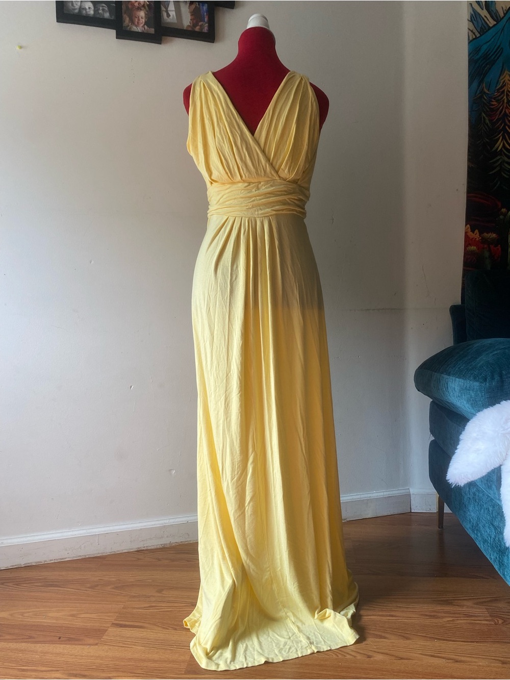 IMAN Lemon Yellow V-Neck Sleeveless Maxi Dress